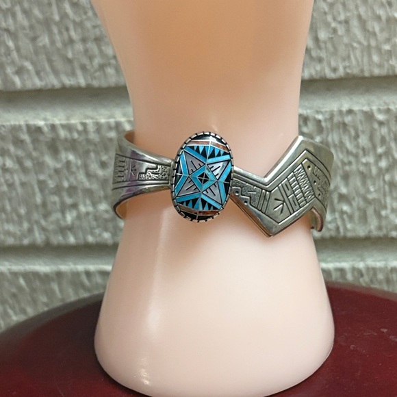 Roderick Tenorio Jewelry - SOLD Sterling RMT X Carolyn Pollack Relios Morning Star Genuine Stone Inlay Cuff